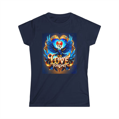 Women's Tee - Love Forever Text Design with Eagle Arms Wide Open