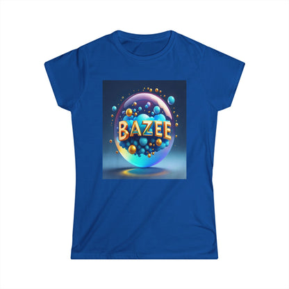 Graphic T-Shirt Women's Softstyle Tee with Bazee Bubble Text Design, Cute Tee, Trendy Shirt, Stylish Top, Cool Graphic Tee,