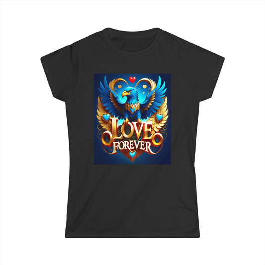 Unleash your inner eagle with the captivating "Blue Love Eagle Art" Softstyle Tee!