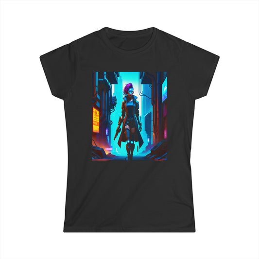 Unleash your inner cyber warrior with the Cyber Warrior Punk women's Softstyle Tee!